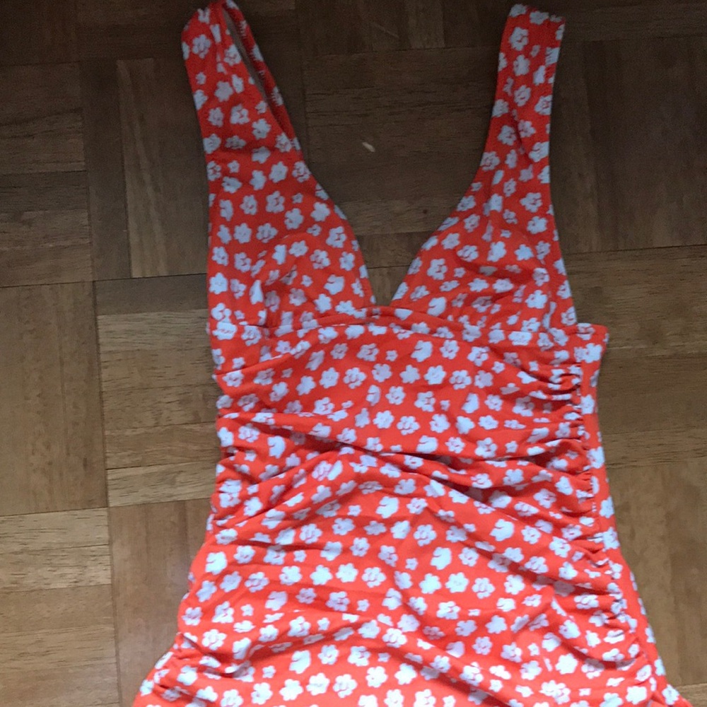 J crew blurred floral slim tankini